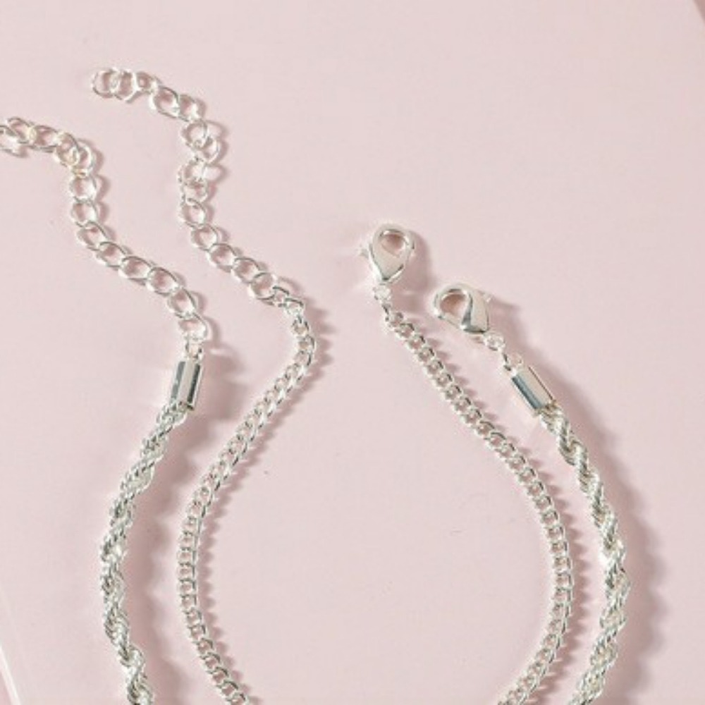 2 Pcs Simple Chain Bracelets - Picture 3 of 5